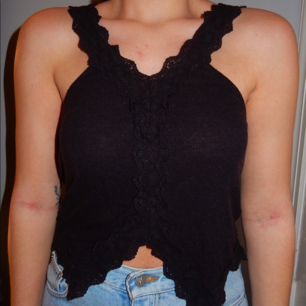 Black, lace, tank top
